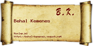 Behal Kemenes névjegykártya