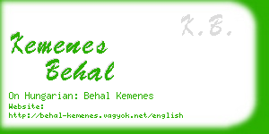 kemenes behal business card